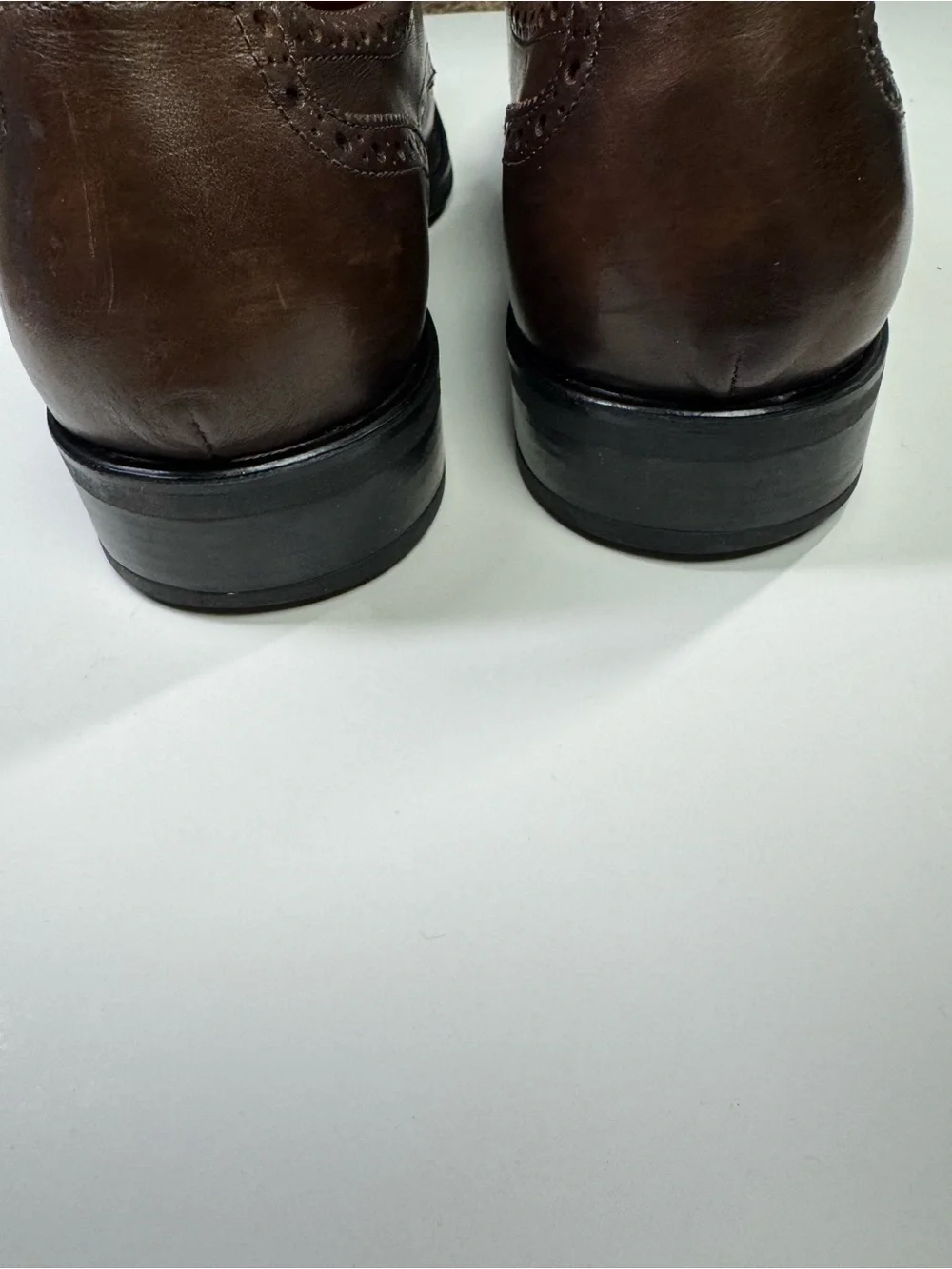 Façonnable Men's Dark Brown Leather Cap Toe Brogue Derby Dress Shoes Size 44